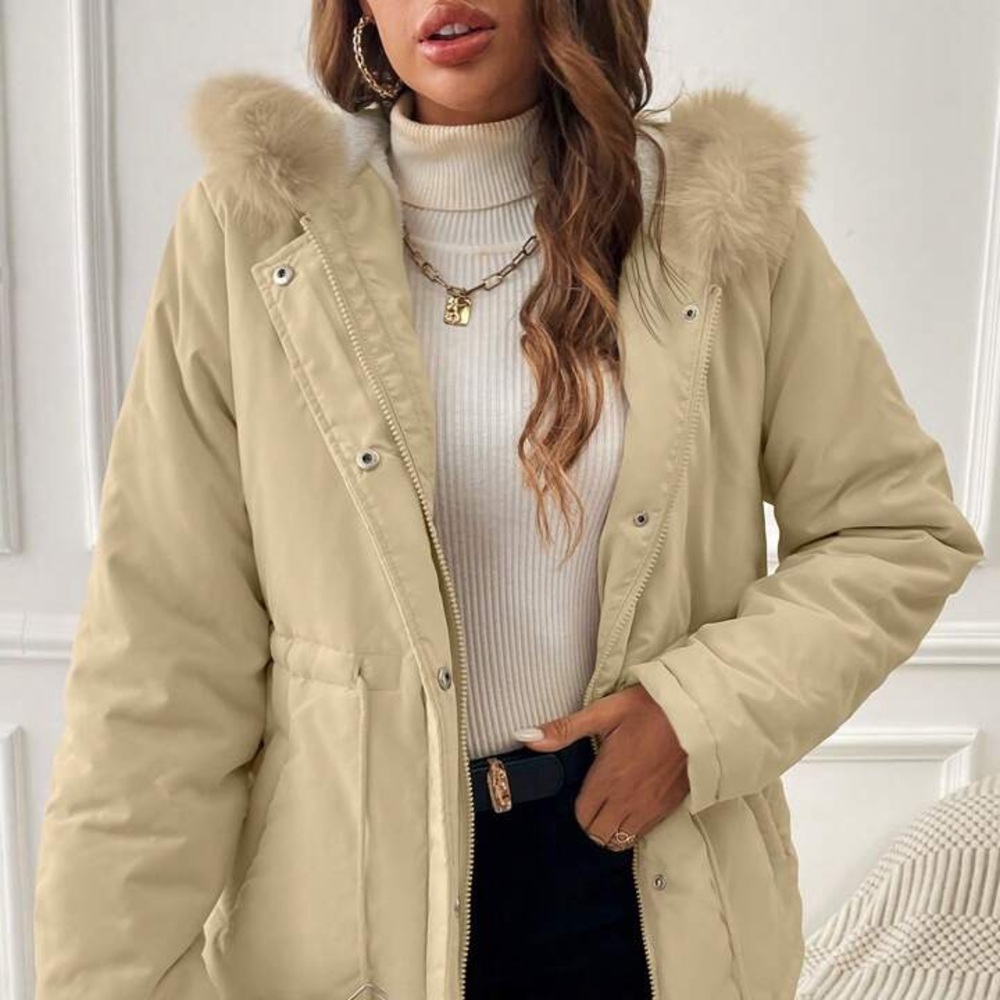Removable Cream Hoodie Jacket